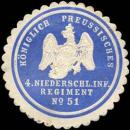 Siegelmarke Königlich Preussisches 4. Niederschlesische Infanterie Regiment No. 51 W0217606